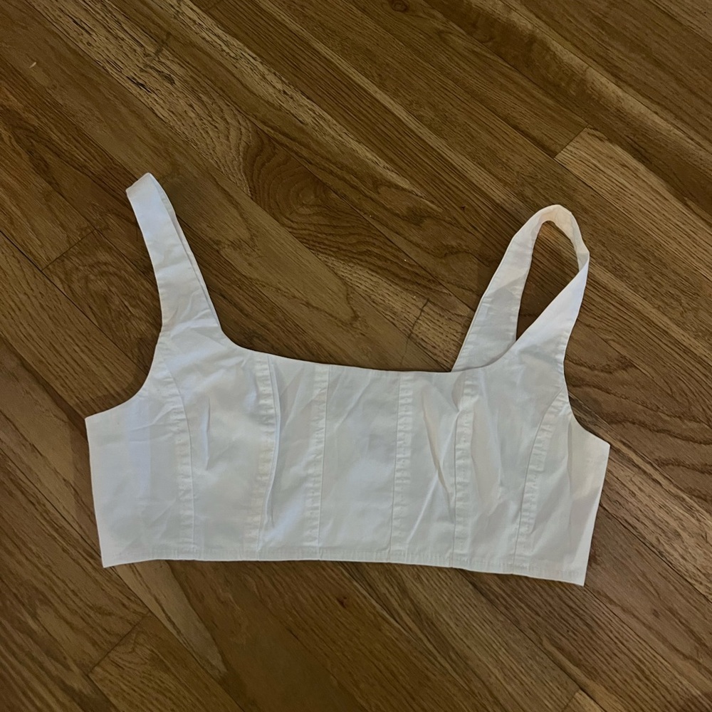 STAUD white cotton crop top